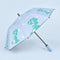 Parapluie enfant dinosaure bleu ciel ouvert - packshot fond pastel
