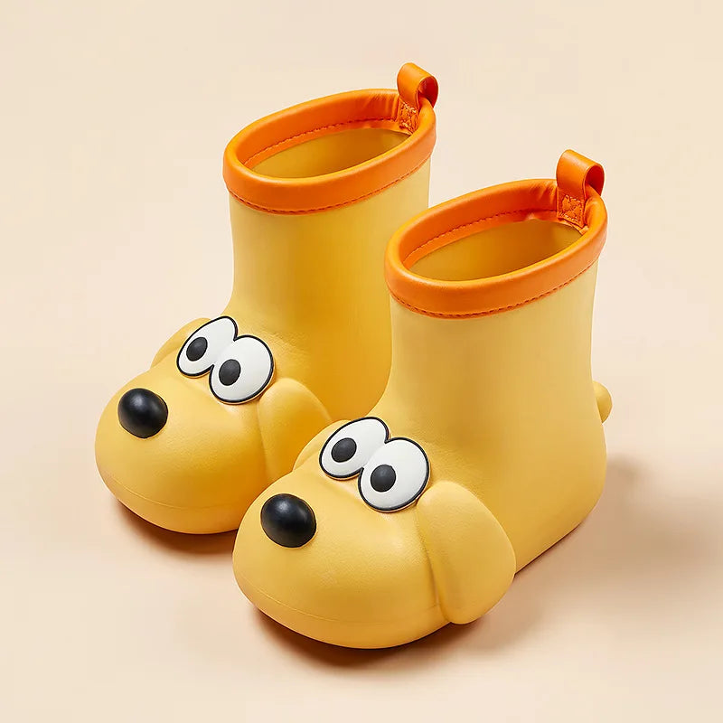 Bottes de pluie tête de chien jaune