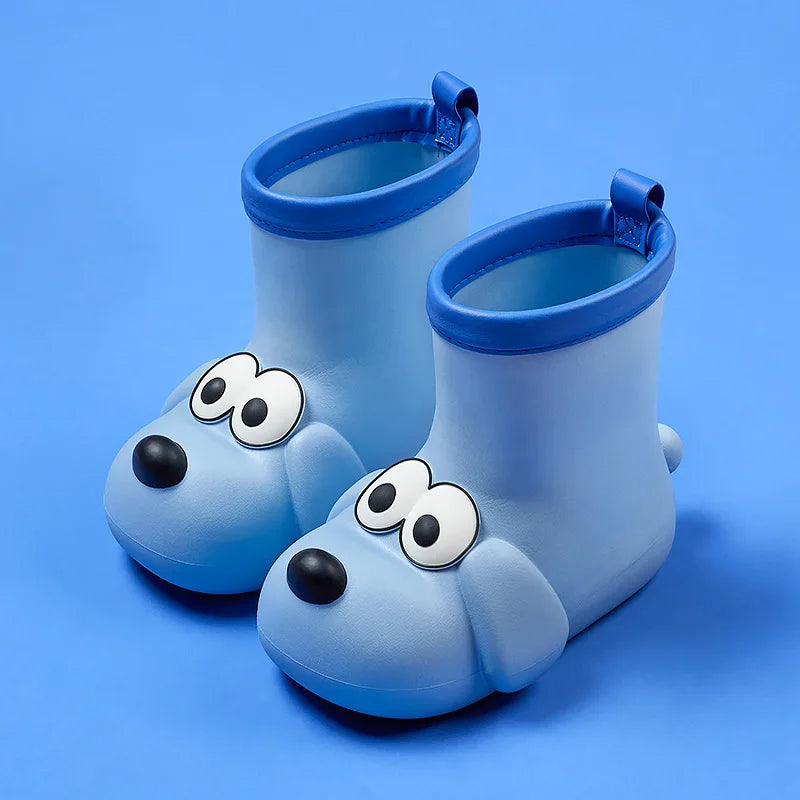 Bottes de pluie tête de chien bleu