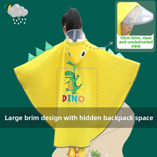 Poncho de Pluie à Visière Dino Rose
