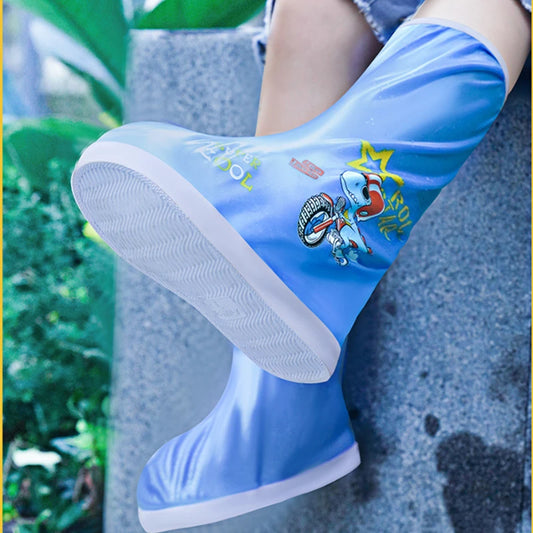 Surchaussures Hautes Dinosaure Bleu