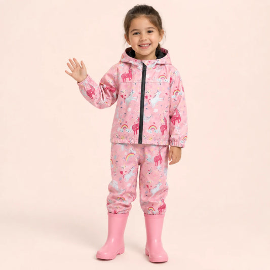 Ensemble de pluie arc-en-ciel rose enfant porte