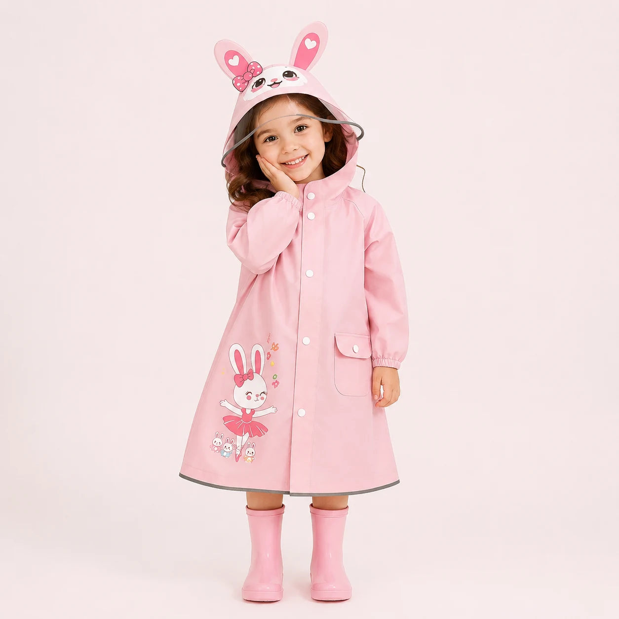 Poncho de pluie lapin enfant porte