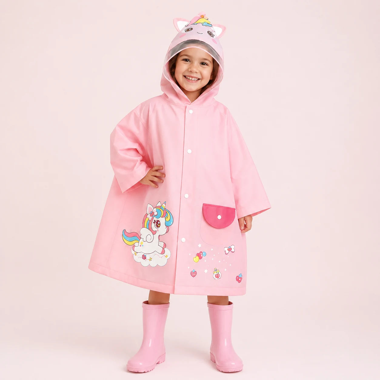 Poncho de pluie licorne enfant porte