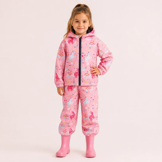 Ensemble de pluie enfant licorne rose porte