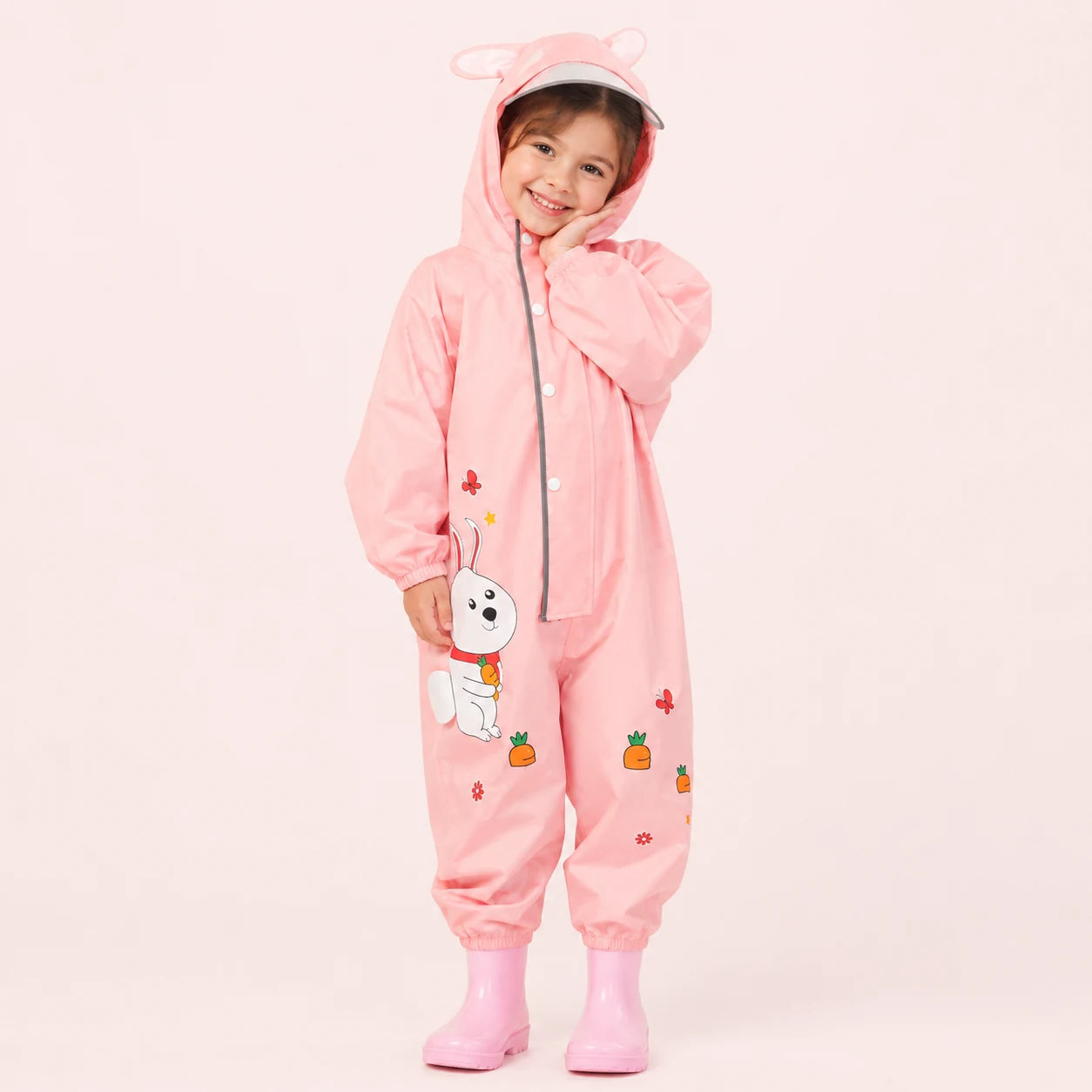 Combinaison de pluie lapin rose enfant portee
