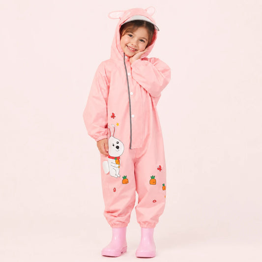 Combinaison de pluie lapin rose enfant portee