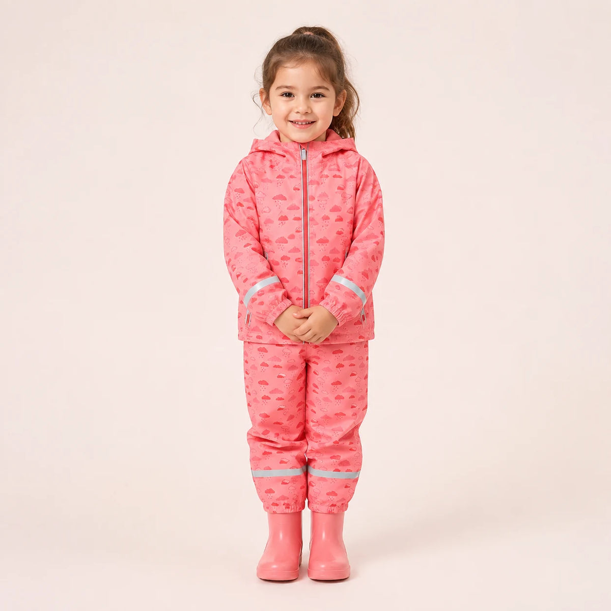 Ensemble de pluie reflechissant rose enfant porte