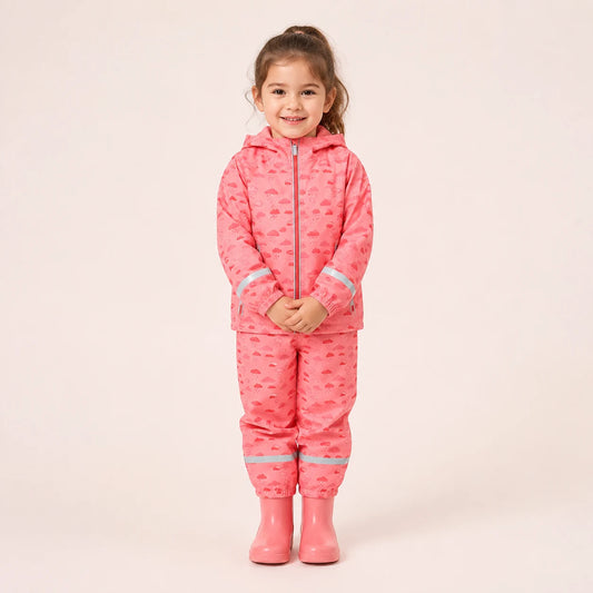 Ensemble de pluie reflechissant rose enfant porte