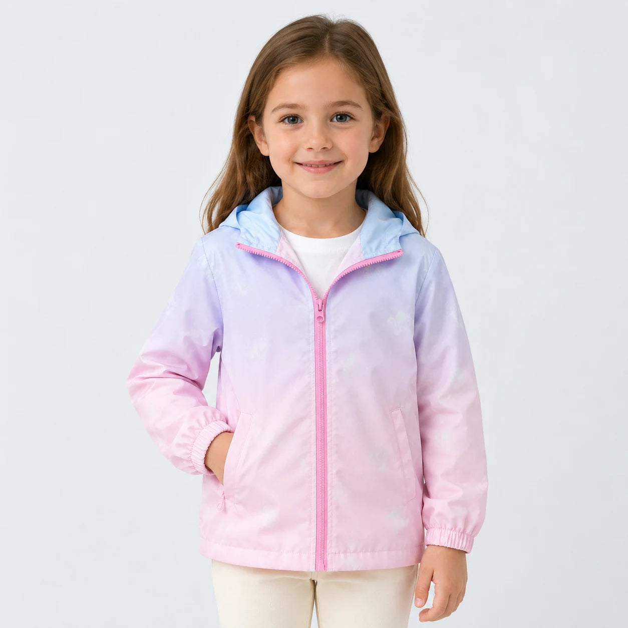 Veste impermeable enfant degrade pastel portee