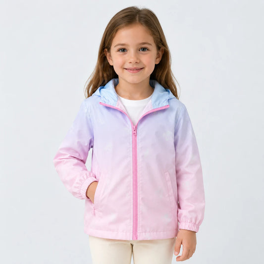 Veste impermeable enfant degrade pastel portee