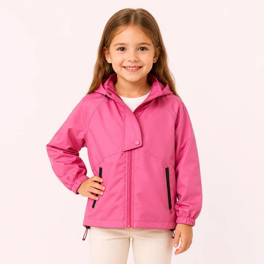 Veste coupe-vent enfant rose portee