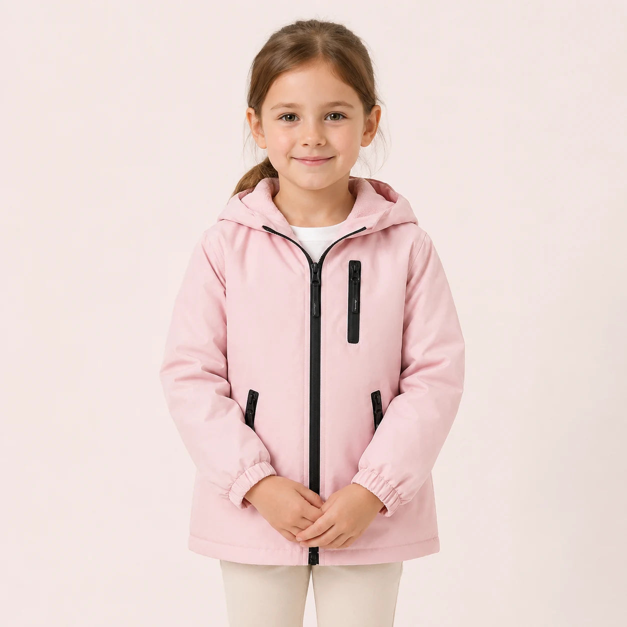 Veste impermeable enfant rose portee