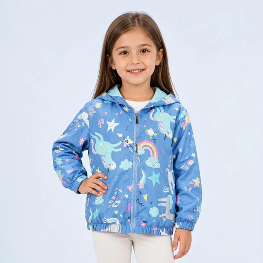 Veste legere enfant licorne bleu portee