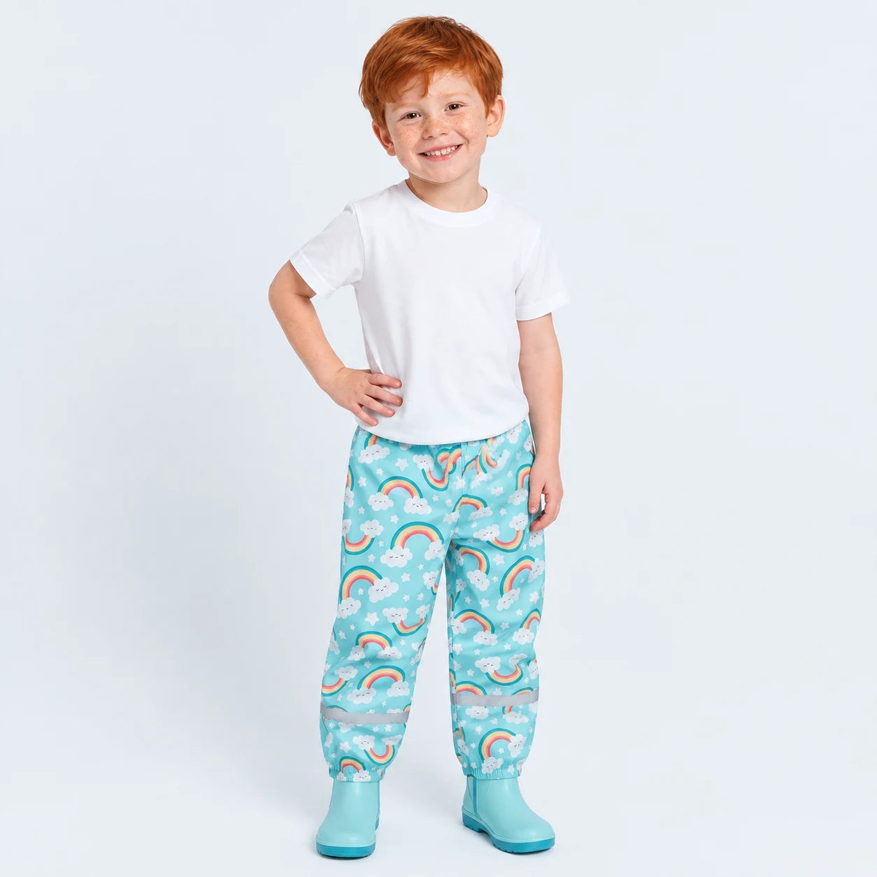 Pantalon de pluie arc-en-ciel bleu porte - packshot