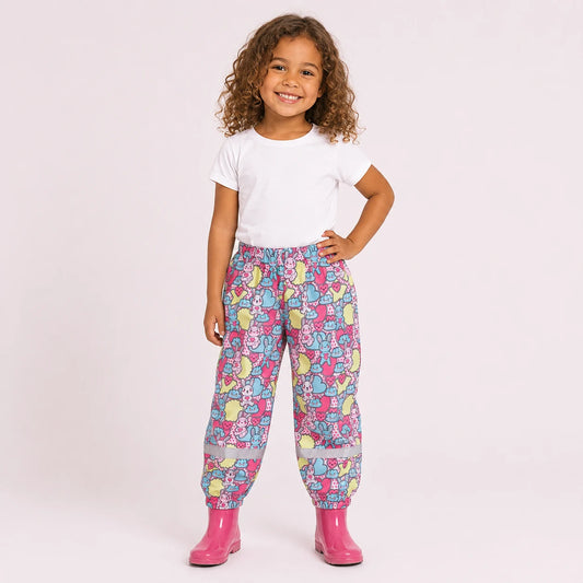 Pantalon de pluie patchwork rose porte - packshot