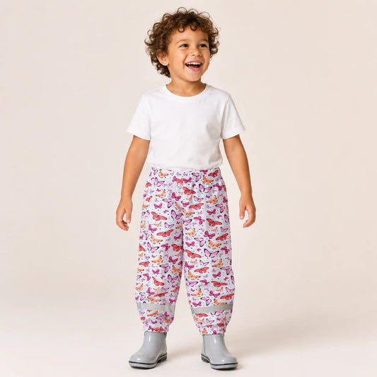 Pantalon de pluie enfant a motif papillons porte - packshot