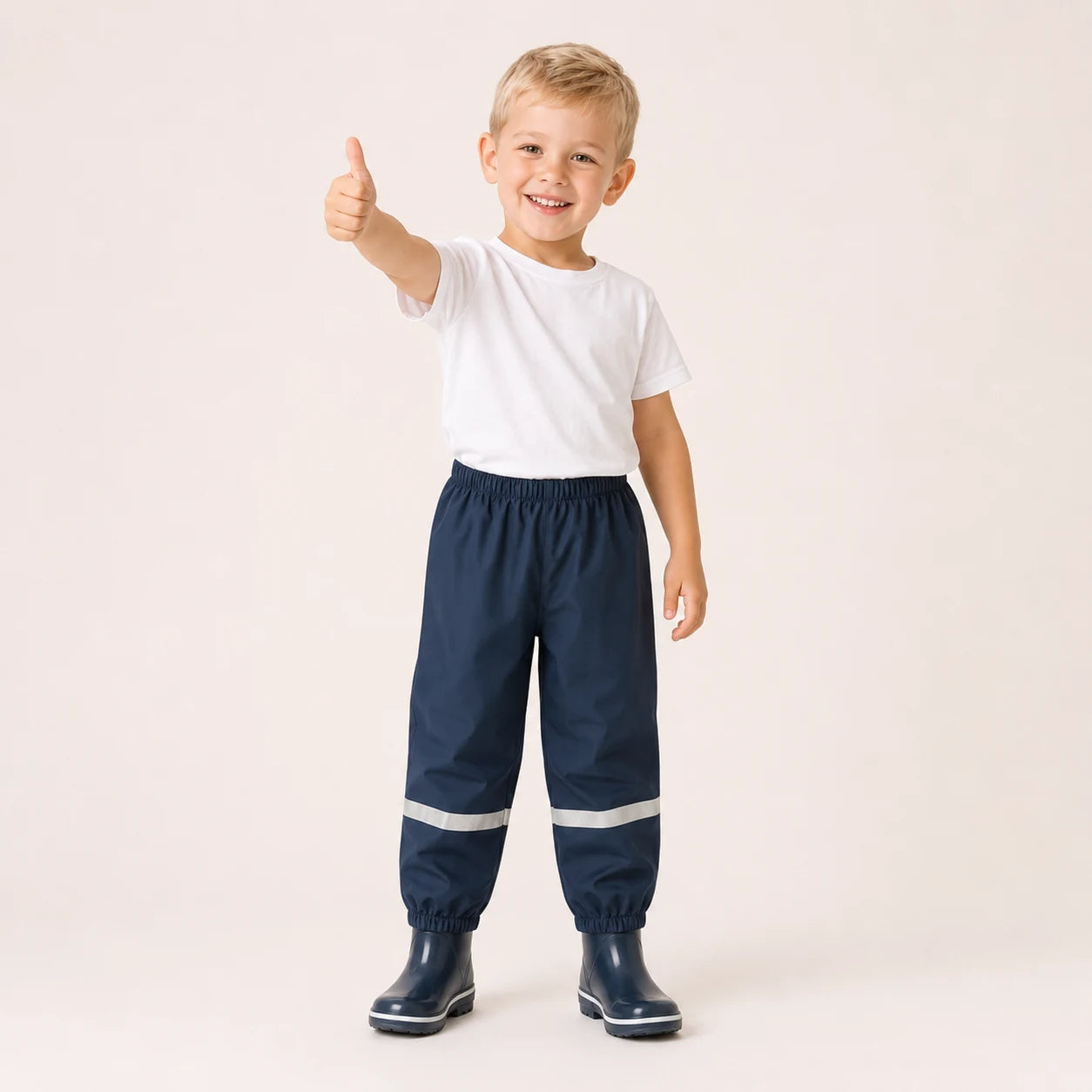 Pantalon de pluie reflechissant marine porte - packshot