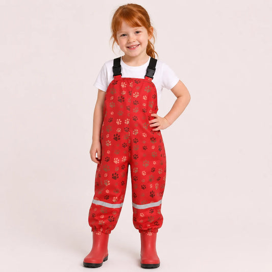 Salopette de pluie fleurs rouge portee - packshot