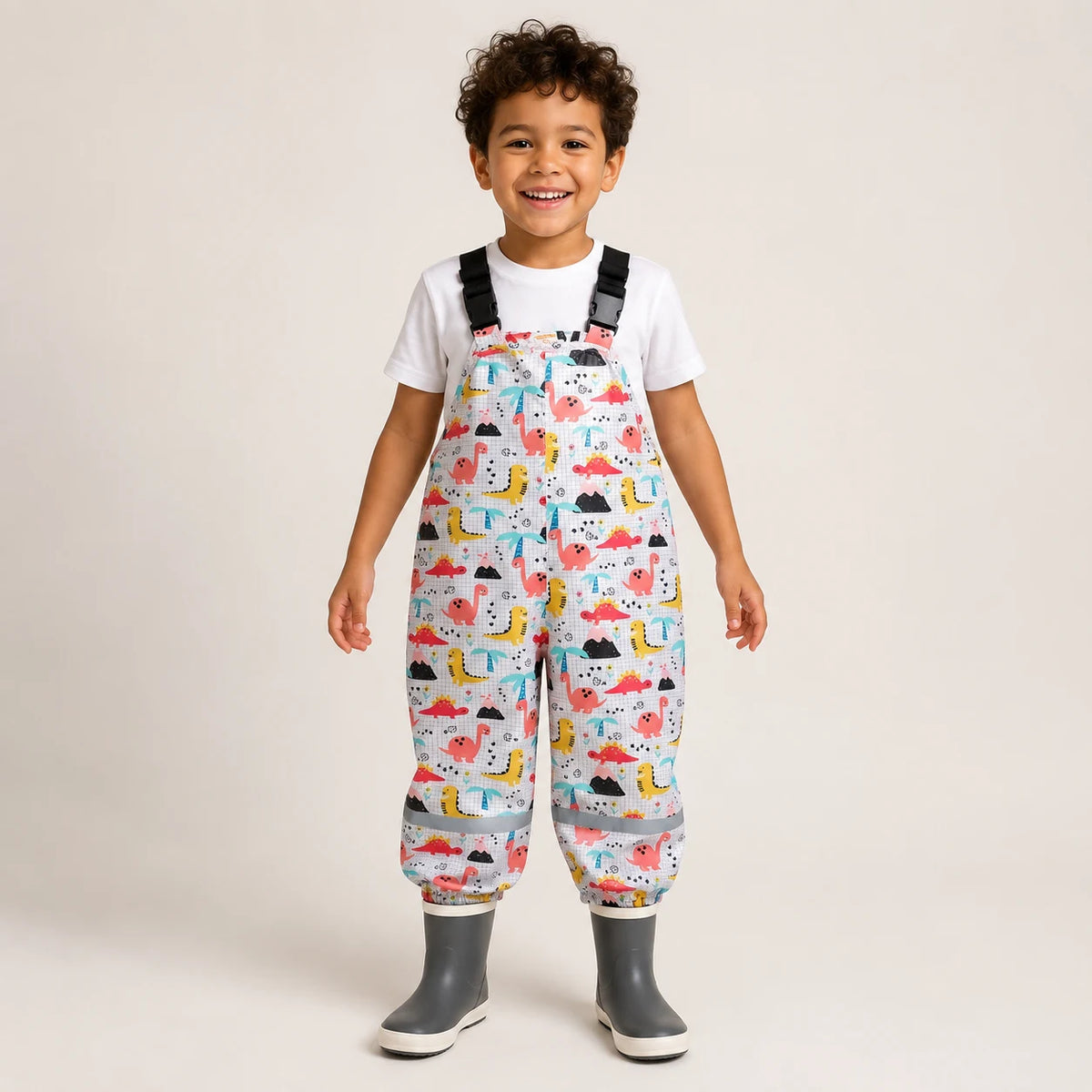Salopette de pluie dinosaure portee - packshot