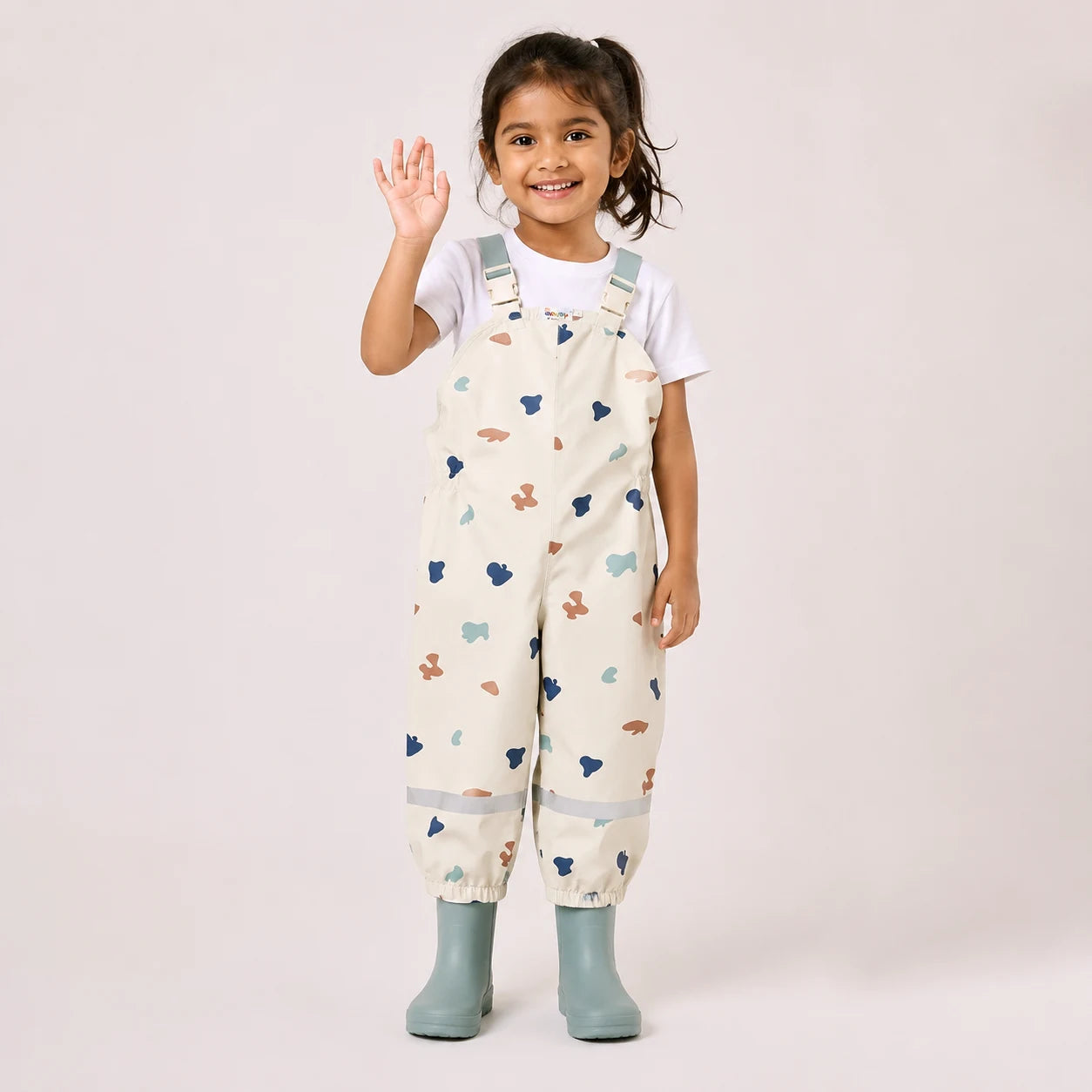 Salopette de pluie ecru portee - packshot