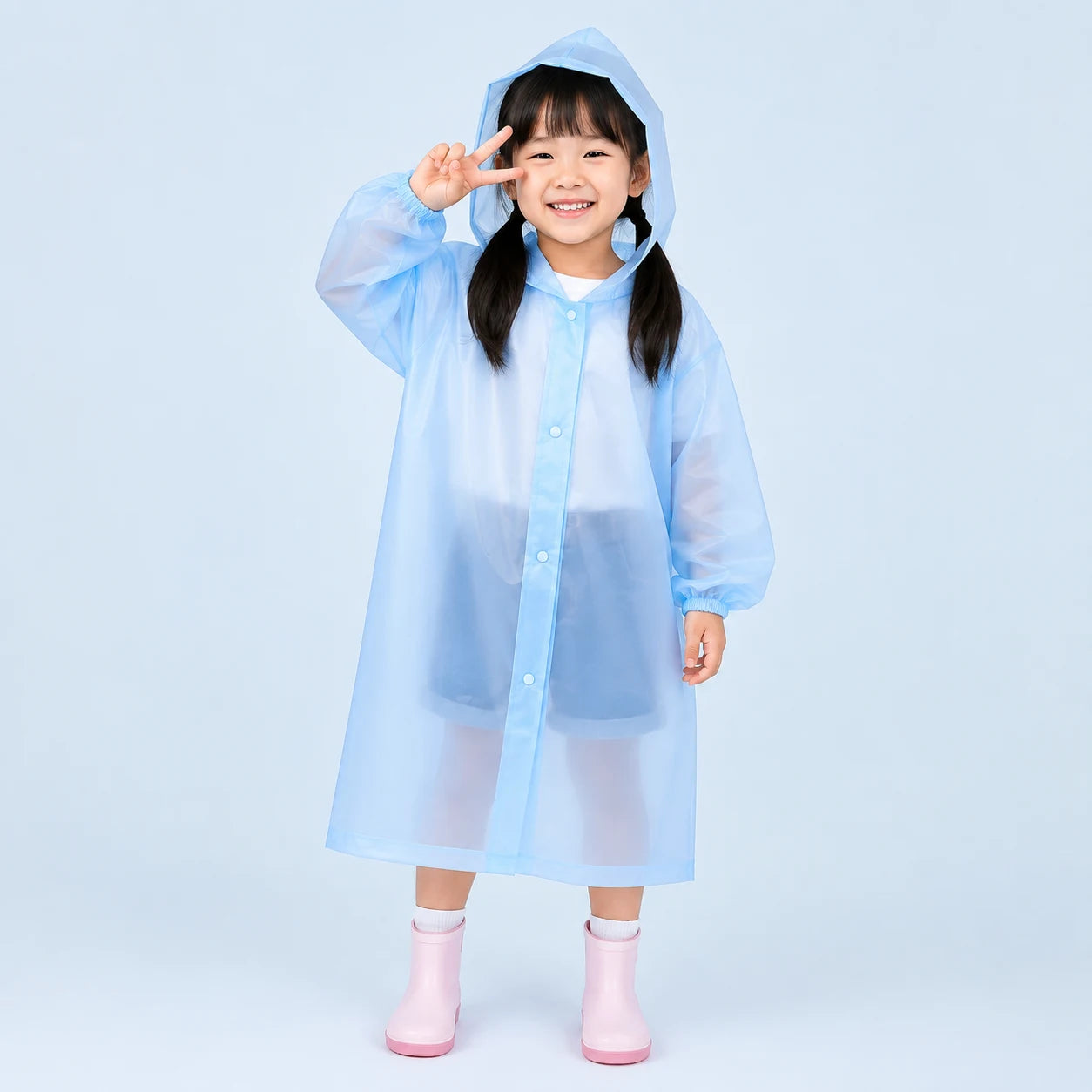 Cape de pluie a capuche portee - packshot