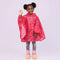 Poncho de pluie enfant Ciel Étoilé rouge porté