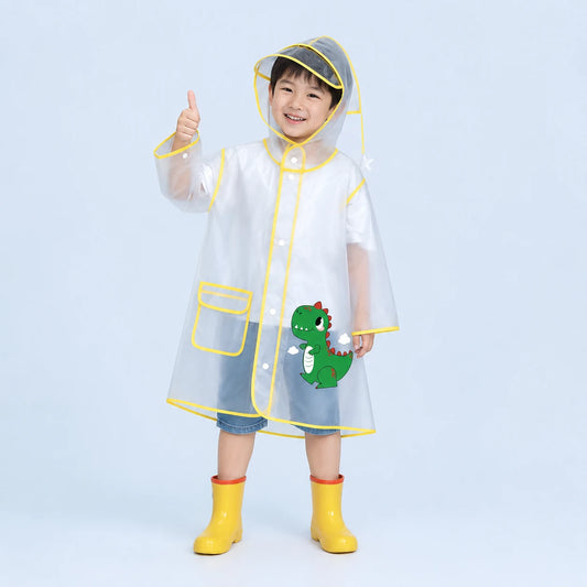 Cape de pluie ecolier dinosaure portee - packshot