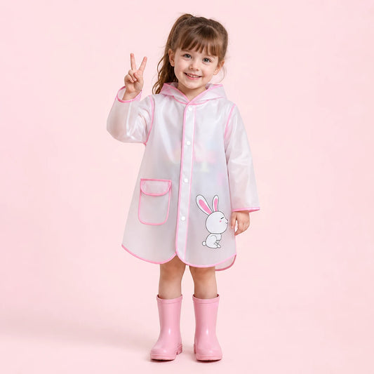 Cape de pluie lapin rose portee - packshot