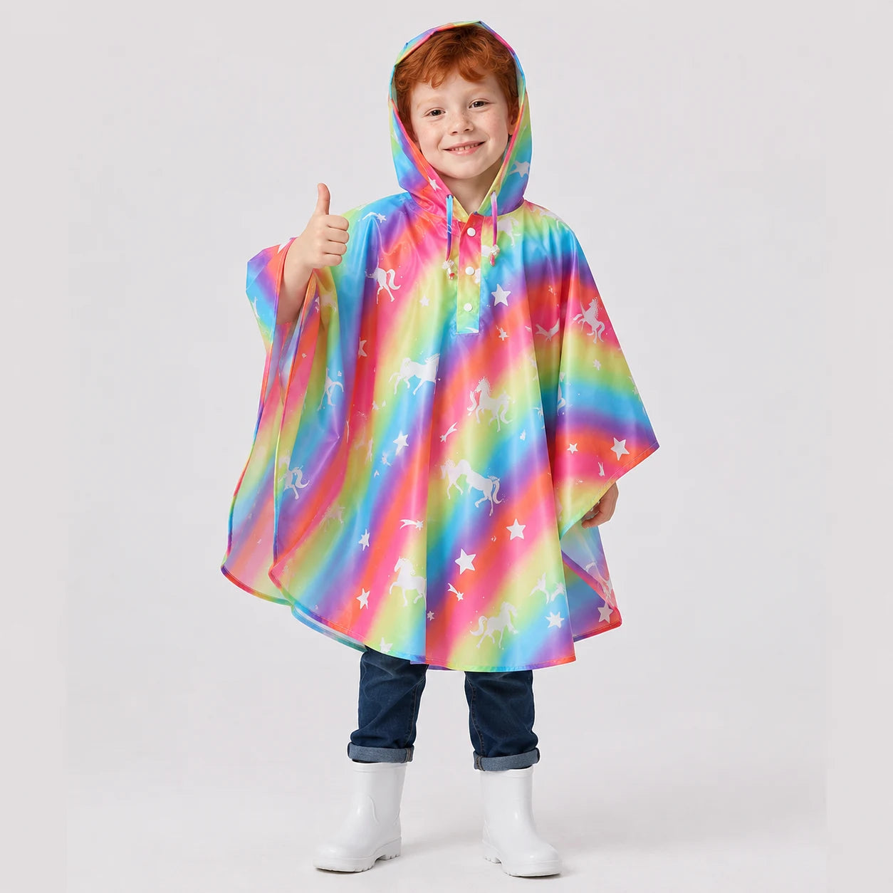 Poncho de pluie arc-en-ciel porte - packshot