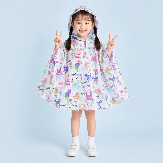 Poncho de pluie lapins et oiseaux porte - packshot