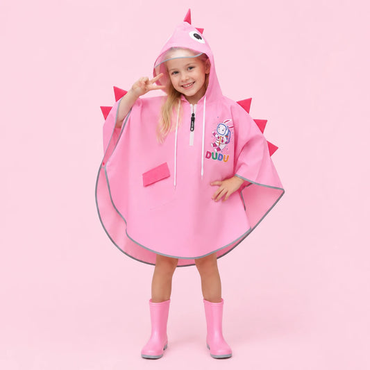 Poncho de pluie dino rose porte - studio fun