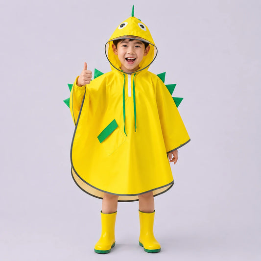 Poncho de pluie a visiere jaune porte - packshot