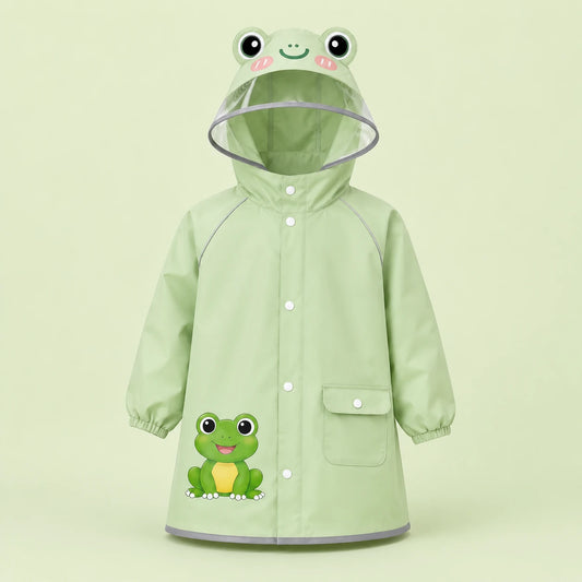 Veste impermeable enfant grenouille verte - packshot produit seul fond pastel