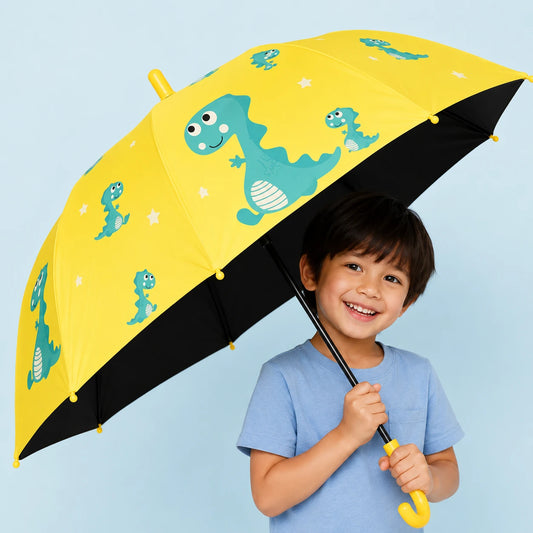 Parapluie dinosaure jaune enfant - toile mise en avant