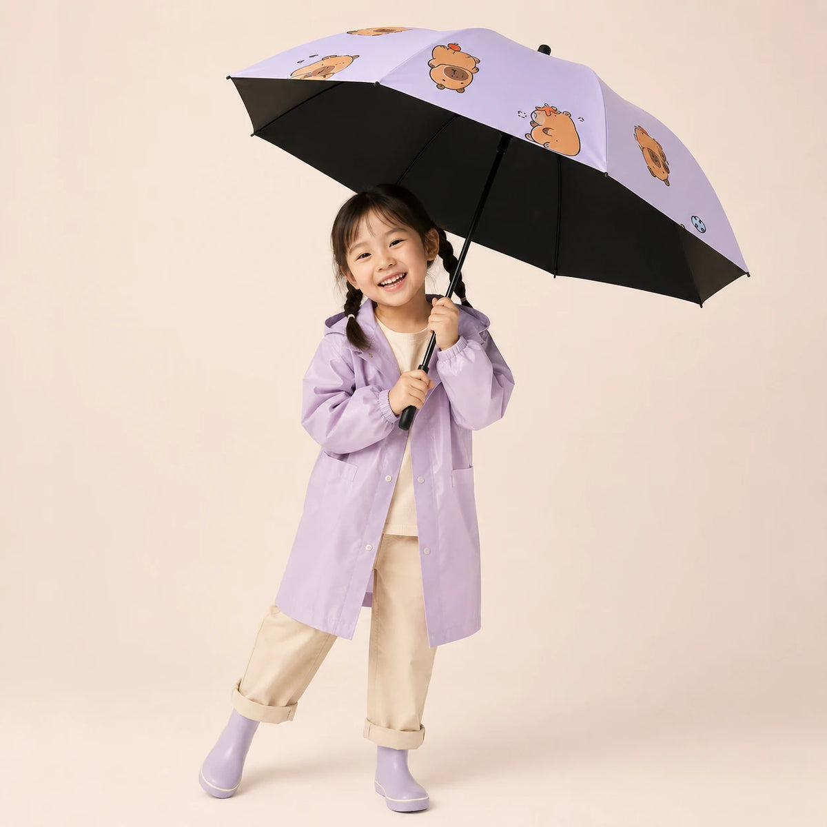 Parapluie capybara enfant - interieur noir
