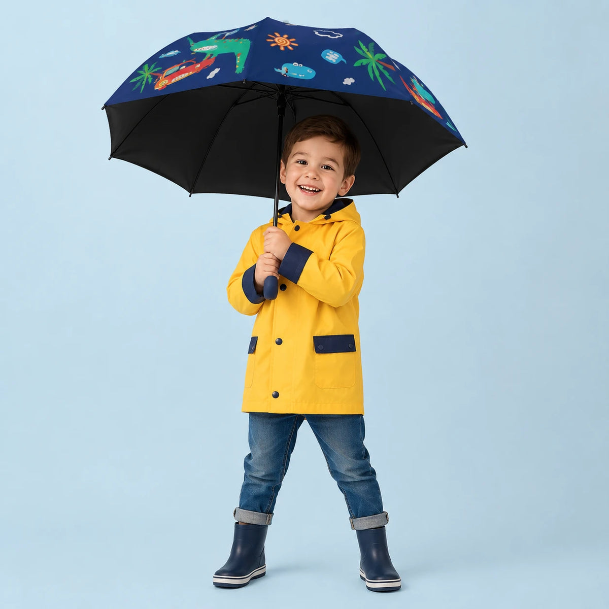 Parapluie dinos explorateurs enfant - interieur noir