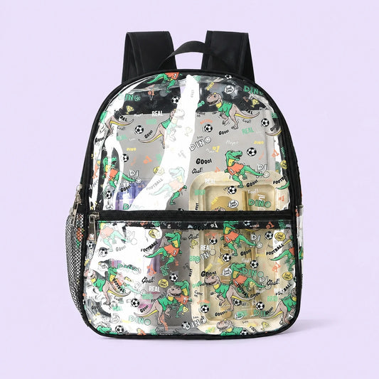 Sac a dos transparent impermeable dino foot - packshot produit seul fond pastel