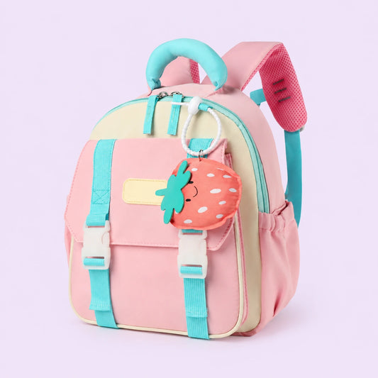 Sac a dos maternelle impermeable rose - packshot produit seul fond pastel