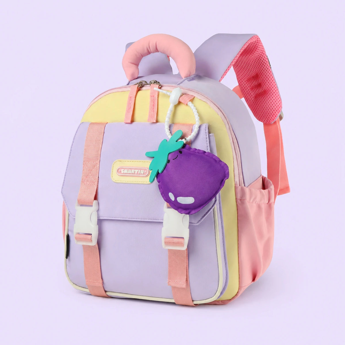 Sac a dos maternelle impermeable violet - packshot produit seul fond pastel