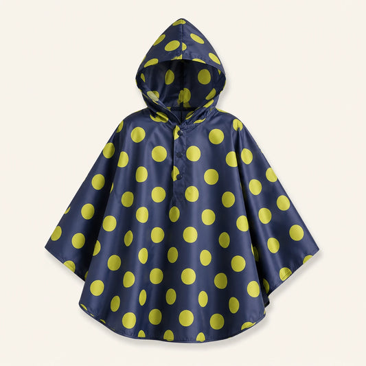 Poncho de pluie enfant a pois - packshot produit seul fond pastel