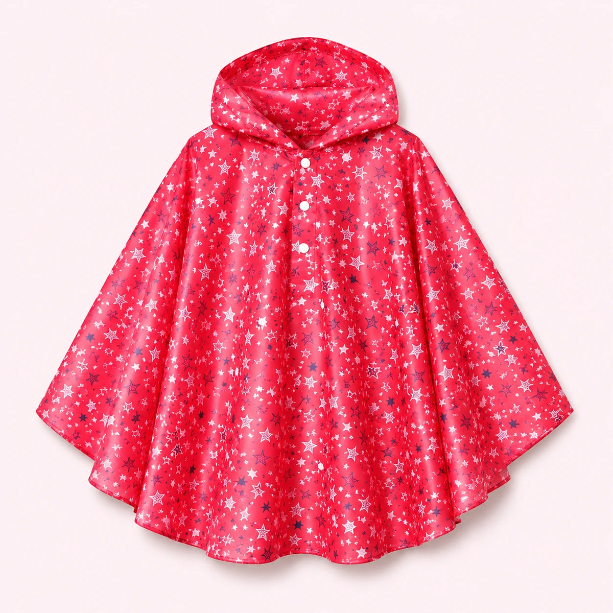 Poncho de pluie enfant ciel etoile rouge - packshot produit seul fond pastel