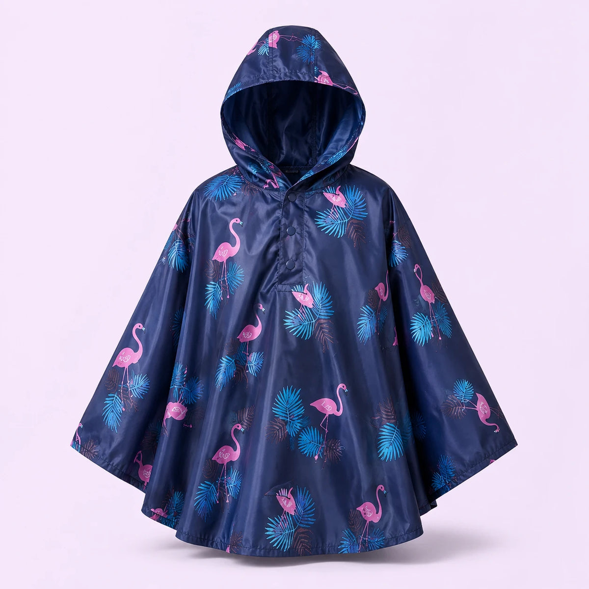 Poncho de pluie enfant flamants roses - packshot produit seul fond pastel