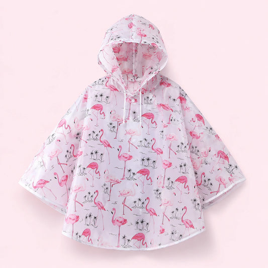 Poncho flamants roses, packshot produit seul, fond rose pastel