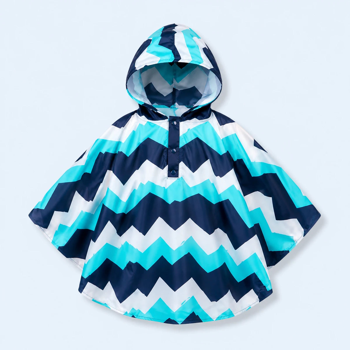 Poncho de pluie enfant vagues chevrons - packshot produit seul fond pastel