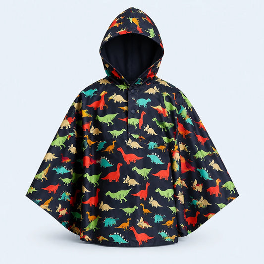 Poncho de pluie enfant dinosaures - packshot produit seul fond pastel