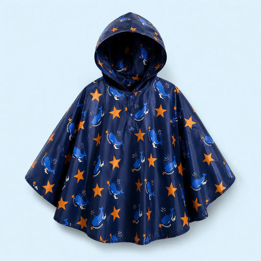 Poncho de pluie enfant etoiles - packshot produit seul fond pastel