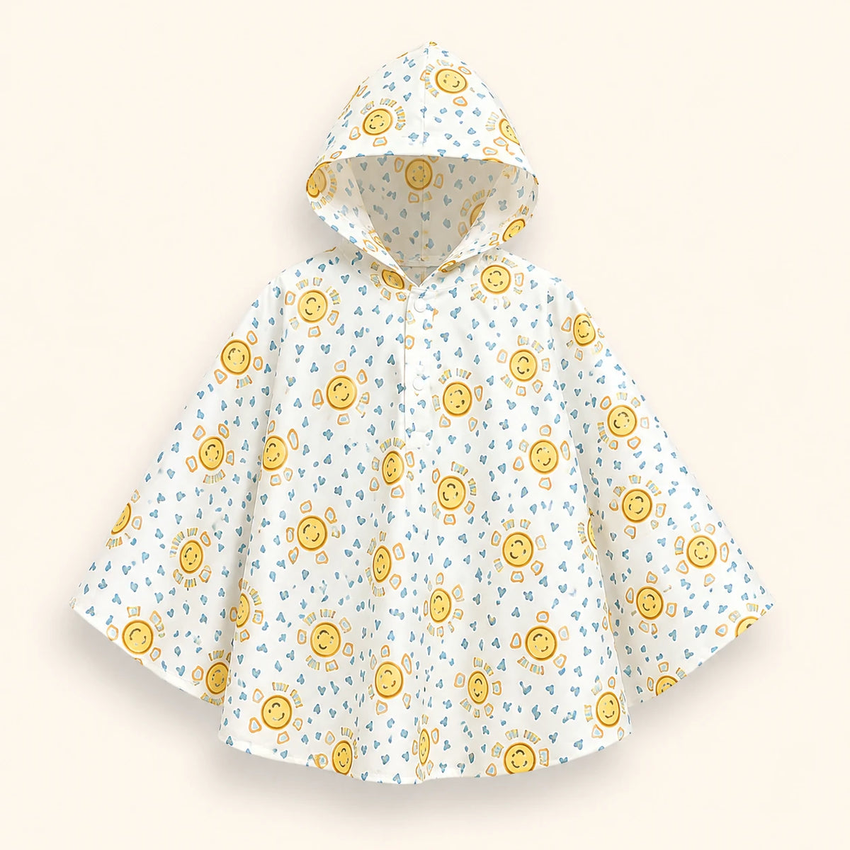 Poncho de pluie enfant soleils - packshot produit seul fond pastel