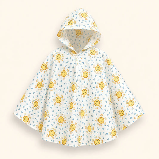 Poncho de pluie enfant soleils - packshot produit seul fond pastel