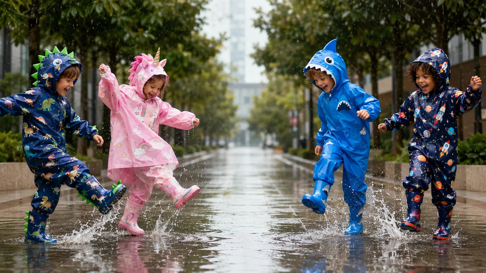 Enfants en tenues de pluie originales - Kidipluie